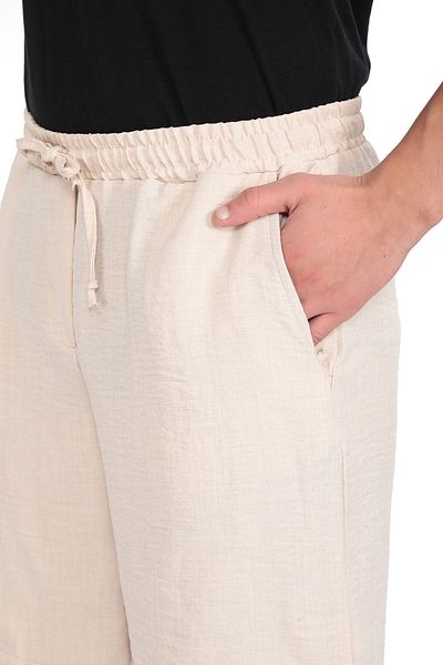 REYNEV High Waist Elastic Men's Thin Summer - Lace-Up Loose Cotton Slouchy Summer Pants