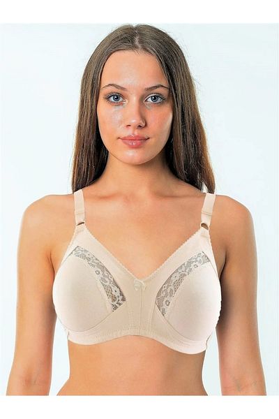 NARIYA Women's Plus Size Gathering Bra Wire Free Non-Support Lace Combed Cotton Bra Daily Underwear
