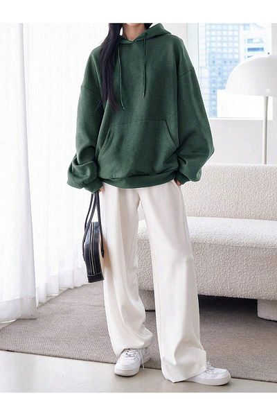 EYAX MODA Women's Large Size Hooded Sweatshirt