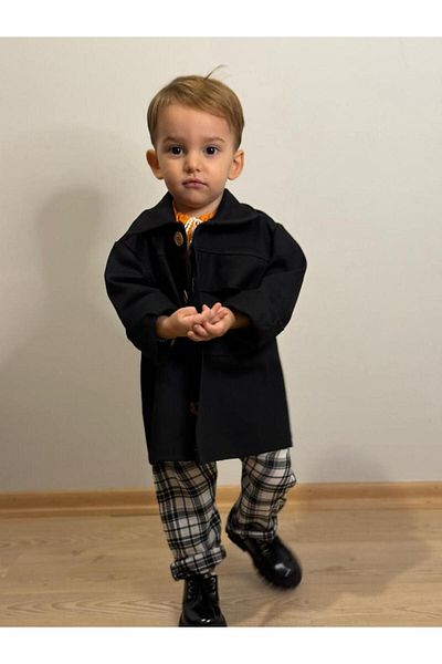 bohemiankids baby wear بنطلون أسود ذو مربعات