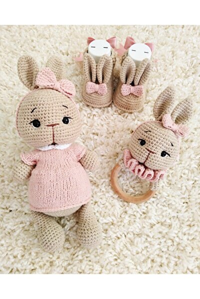 Damla Amigurumi Bal Yanak Tavsan Set - Organik Hediyelik Oyuncak