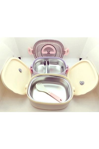 Vagonlife Bl50251 Lilac Double Layer Steel Lunch Box
