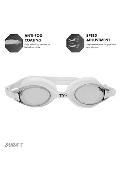 TYR Big Swimple Mirrored Swim Goggles (Silver/Grey/White)
