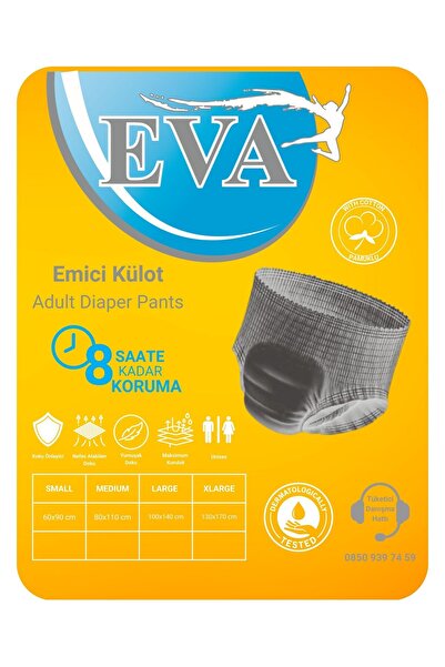 EVA Siyah Emici Külot Hasta Bezi 8'li Large