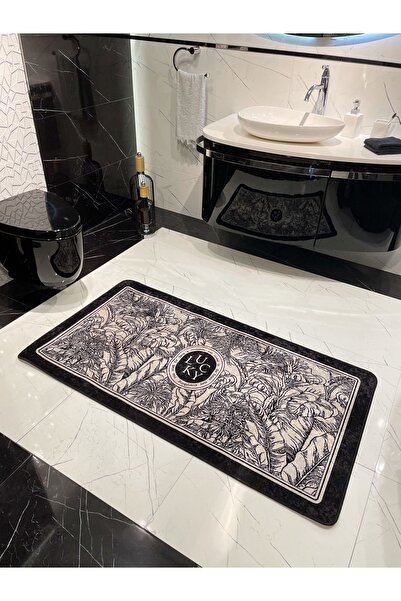 Brillant Tekli Çiçek Desenli Lucky Lateks Taban Banyo Paspas (50X100 ÖLÇÜ)