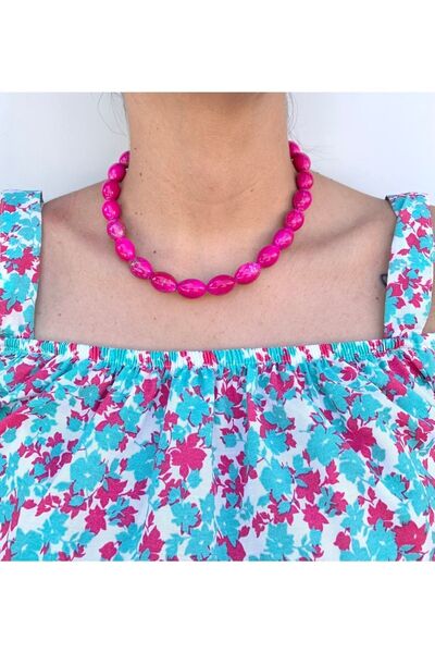 Atelier Çağla Fuchsia Pink Bead Necklace
