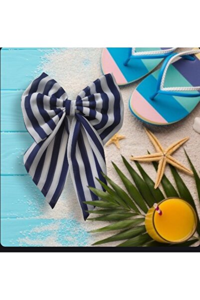 LO ADORO Arc automat de culoare fier, cu dungi albastru-marin-alb - lucrat manual pentru vacanță