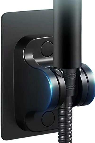 Factorial Banyo Duş Başlığı Tutucu Siyah El Duş Aparatı Kendinden Yapışkanlı Duvar Sabitleme Klipsi Lif Askısı