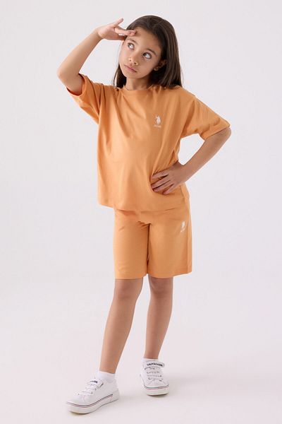 U.S. Polo Assn. Girl's Orange Bermuda Suit