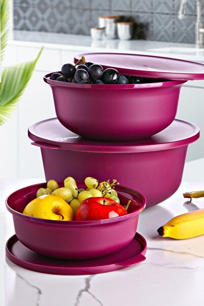 Kitchen Life طقم حاوية تخزين دائرية 3 مقاسات مع غطاء - حاوية خفق (4 لتر + 2 ل...