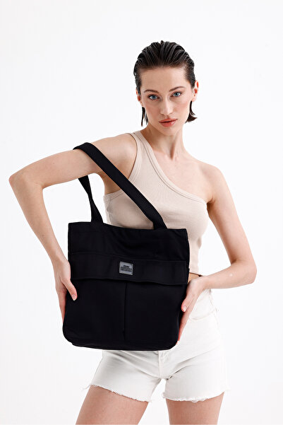 iRush Siyah H0002 Kapaklı 3 Bölmeli Kanvas Kumaş Günlük Kadın Kol Ve Omuz Çan...