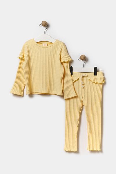 Minipodyum Seasonal Long Sleeve 100% Cotton Set for 9-24 Months Baby Girl - Openwork Camisole