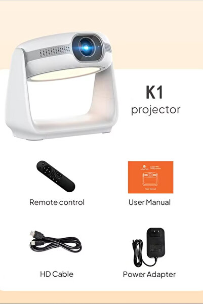 TECHNOMEN Taşınabilir Sinema Projektörü 4K Şarjlı Bluetooth Android Akıllı Hoparlörlü Işıklı Gerçek 4K