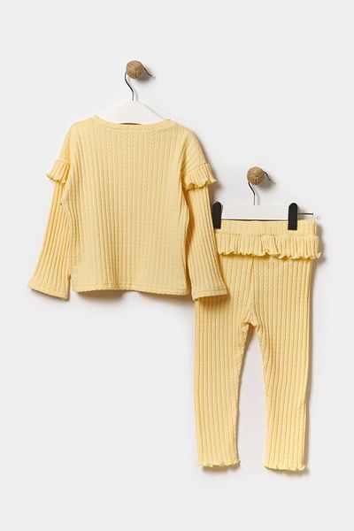 Minipodyum Seasonal Long Sleeve 100% Cotton Set for 9-24 Months Baby Girl - Openwork Camisole
