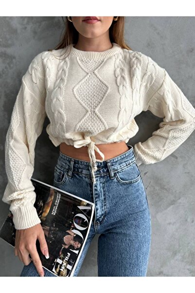 ZF BUTİK Трикотажний кроп-топ - з зав'язкою на талії