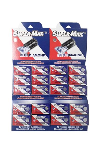 SÜPERMAX Blue Diamond 5x20 Color Card Barber Full Shaving Razor Double Edge Double Edge