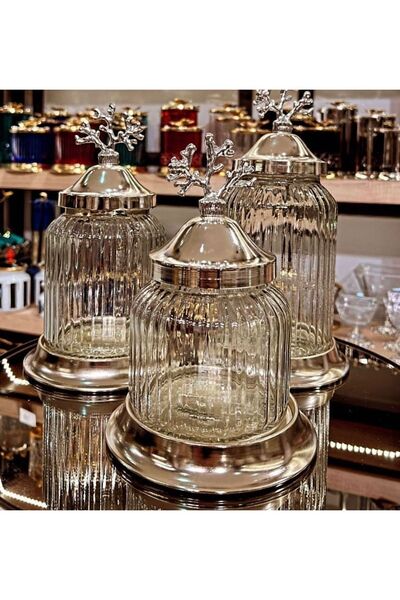 veraev Cam Baharatlık Metal Kapak Gümüş