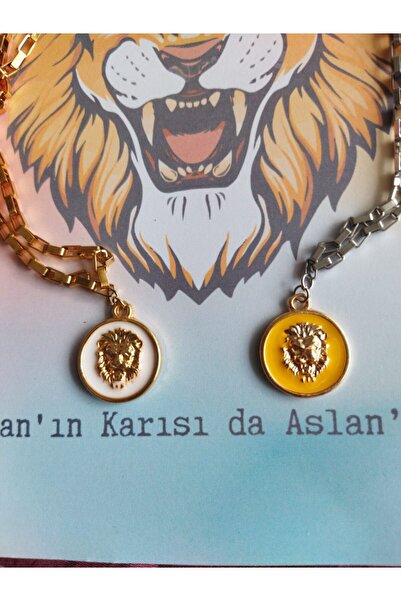 derokas Aslan Çift Eş Sevgili Paslanmaz Çelik kolye