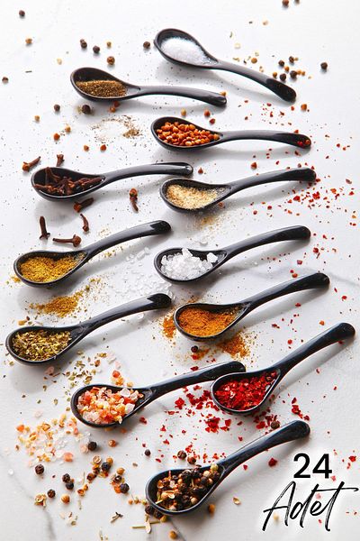 NESS HOME 24 Black Serving and Spice Spoons - Breakfast Honey Spoon Sugar Jam Serving Spoon