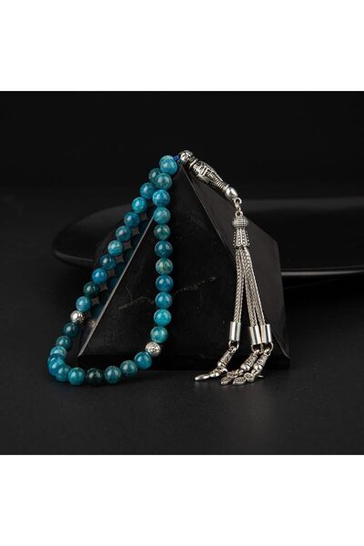 OSMANLI DOĞAL TAŞ 6mm Blue Apatite Natural Stone Tasbih - 33buc