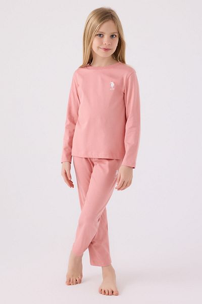 U.S. Polo Assn. Girl's Pink Long Sleeve Pajama Set