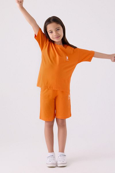 U.S. Polo Assn. Girl's Orange Bermuda Suit