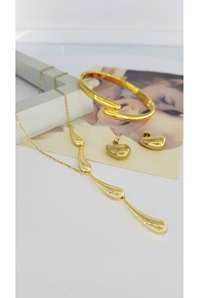 SONES Damla Tasarım Trend Denizden Terden Etkilenmez Hediyelik Çelik Takı Seti | Sns50026866