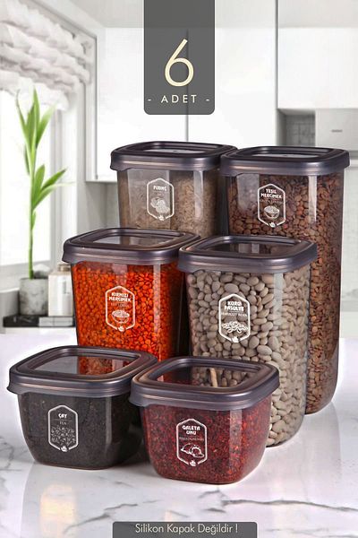 Kitchen Life Advantageous 6-Piece Gold Label Boly Square Storage Container Set - Food Jar That Can Be Made Multiple Sets