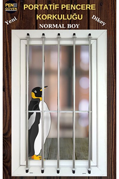 PenGüven White Portable - 4 Bars, Vertical, 85-130 CM Regular Size Window Guard and Safety Systems