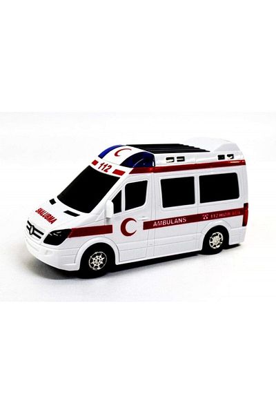 Brother Toys 3D مضاءة موسيقية ذاتية المشي حجم كبير 112 لعبة مكتوبة سيارة إسعاف 21 سم.
