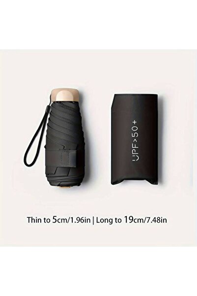 YAPIŞKAN STORE 5 Katlı Güneş Koruyuculu Şemsiye - 50 Upf Koruyucu Cep Çanta Mini Kapsül Şemsiye Su Geçirmez