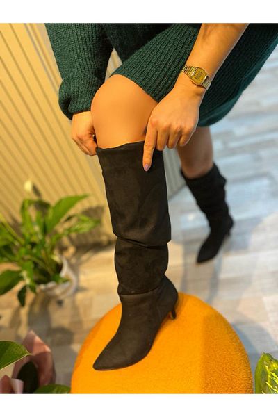Hermones Swan Bellows Heeled Long Women's Boots
