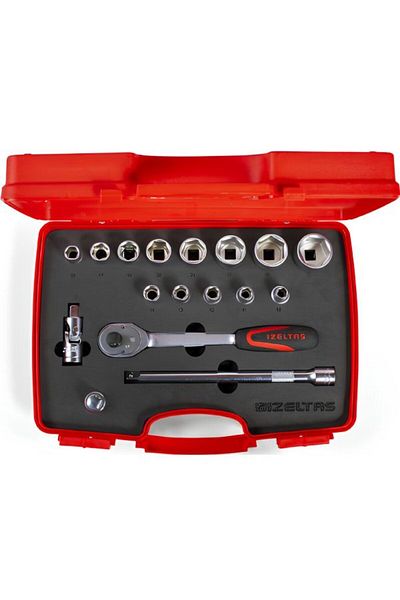 İzeltaş Izeltası 1/2'' 17-Piece Six-Corner Socket Wrench Set - 1113002017