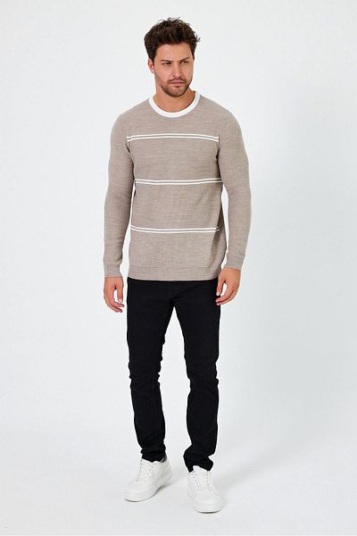 ALEXANDERGARDI Πουλόβερ με ριγέ Crew Neck Regular Fit - E24-EZE-04