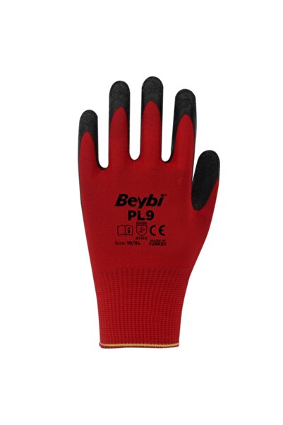 Beybi Pl9 Camcı Polyester Örme Lateks Işçi Eldiveni 10 Numara 12 Çift