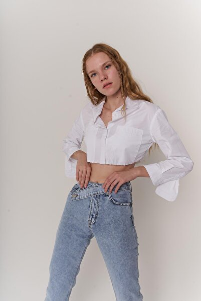 HOLLY LOLLY Cămașă albă cu mânecă lungă, cu nasturi, cu scânduri
