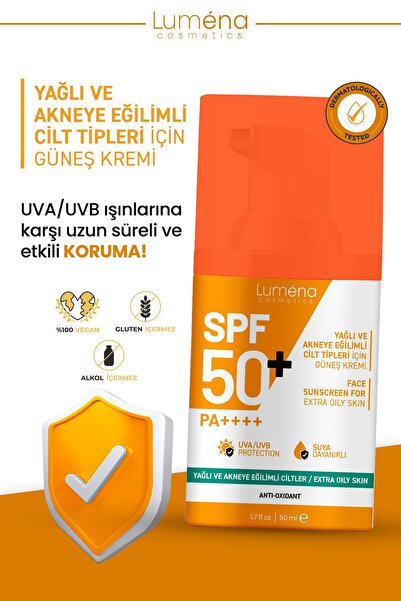 Luména Cosmetics Akneye Eğilimli Cilt Tipleri Için Yüksek Korumalı Yüz Güneş ...