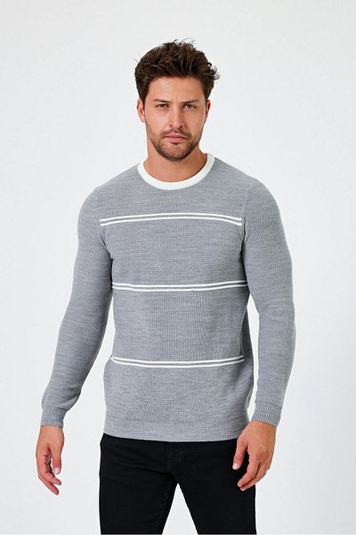 ALEXANDERGARDI Striped Crew Neck Regular Fit Sweater - E24-Eze-04
