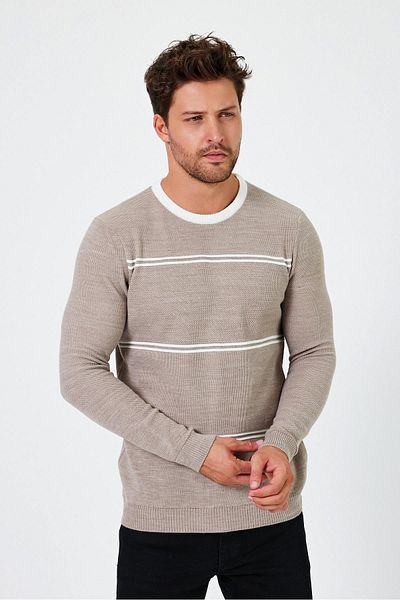 ALEXANDERGARDI Πουλόβερ με ριγέ Crew Neck Regular Fit - E24-EZE-04