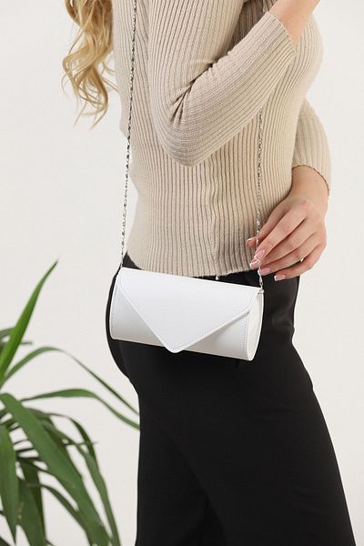 efnanstore Λευκή μαλακή δερμάτινη βραδινή τσάντα φόρεμα Τσάντα Clutch