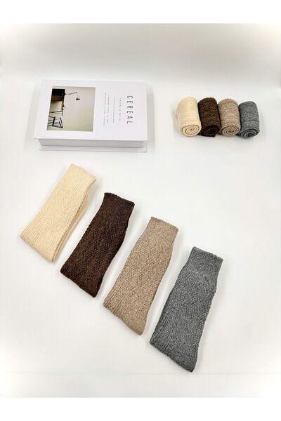 izaycollection Unisex 4' Κάλτσες από μαλλί με ανάγλυφο σχέδιο - Προσωπικό