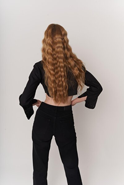 HOLLY LOLLY Dámská černá plankovaná košile s dlouhým rukávem na knoflíky