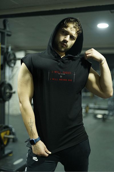 Oxlade Oxlade ® Hooded Fitness Athlete - 100% Cotton Quality, I'll Fight Till the End
