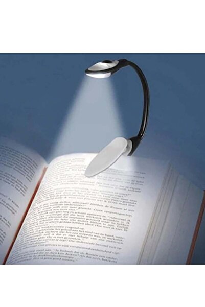 Wonderlust Kitap Okuma Işığı Klipsli Siyah 3 Led Lamba Beyaz Işık