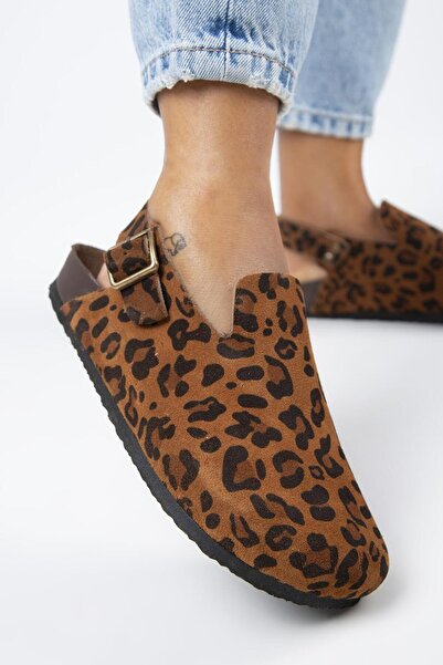 Manijero Holly 2 Leopard Patterned - Genuine Leather Belt Buckle Women's Sandals