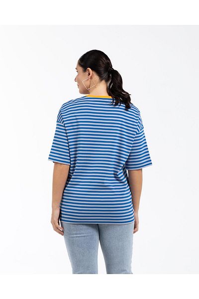 LUOKK Mila Oversize Large Size T-Shirt Sax Striped
