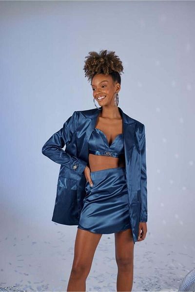 HOLLY LOLLY Navy Blue Fancy Blazer Jacket