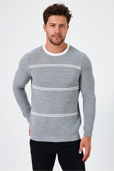 ALEXANDERGARDI Striped Crew Neck Regular Fit Sweater - E24-Eze-04