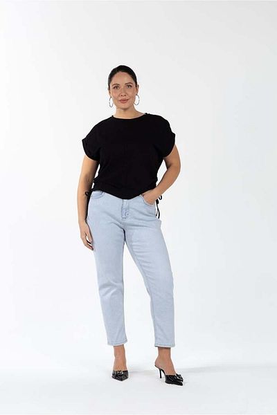 LUOKK Daria Side Gathered Large Size T-Shirt Black