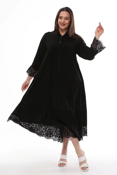 Mole İstanbul Plus Size Black Lace Dress